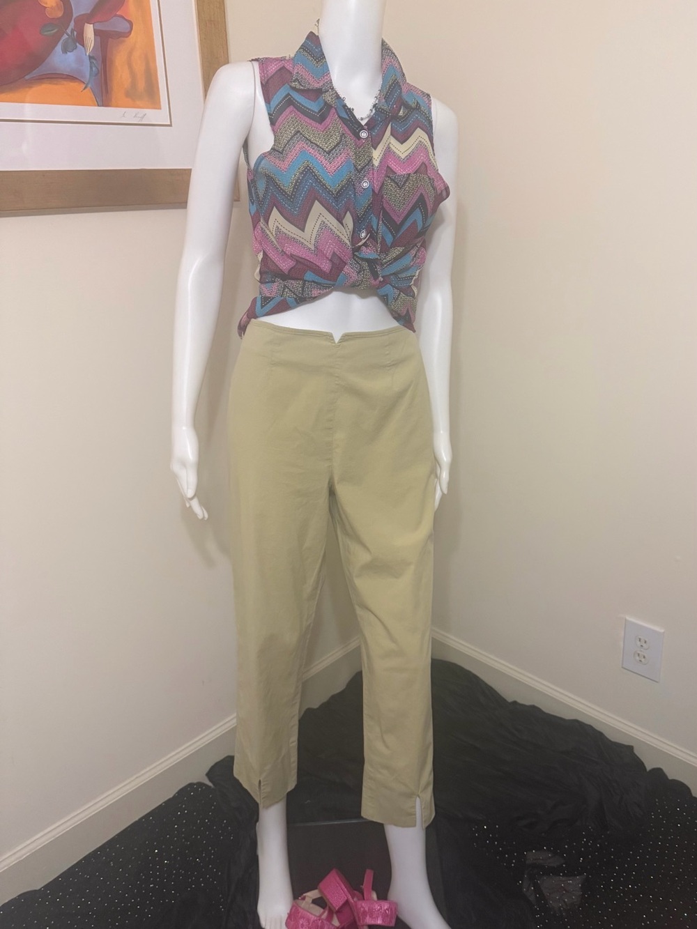 Randy Kemper Vintage Pale Green Ankle Crop Pants 8